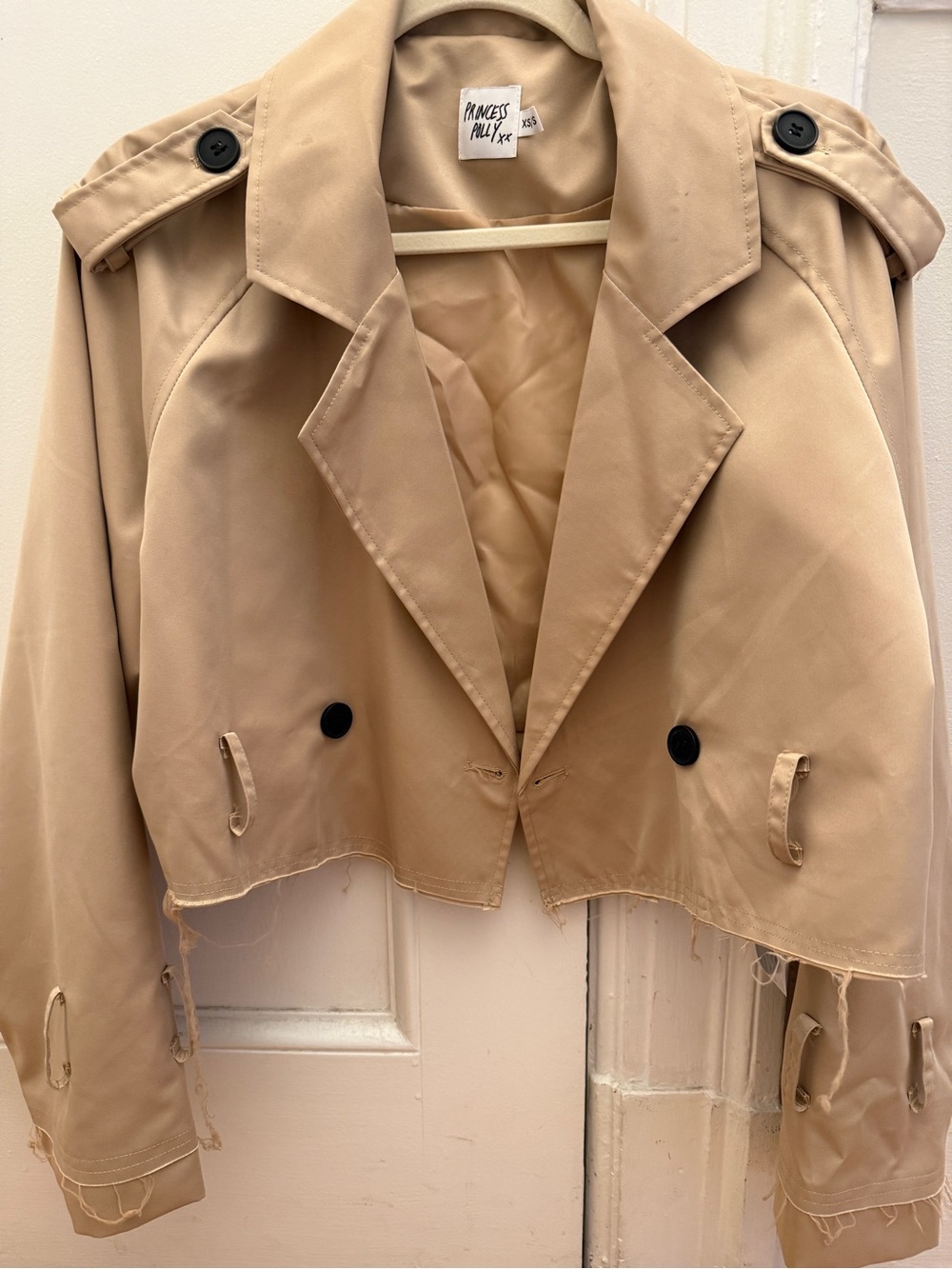 Princess Polly Cropped Beige Trench Coat